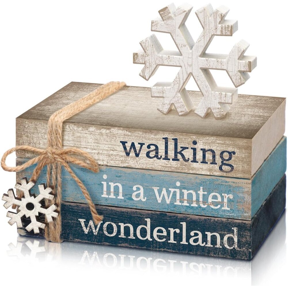 4 Pcs Christmas Table Decorations Winter Snowflake Tiered Tray Decorations Decor